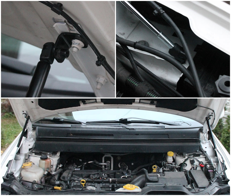 Hood strut kit mounting details on the Dodge Journey 1st Gen (JC)