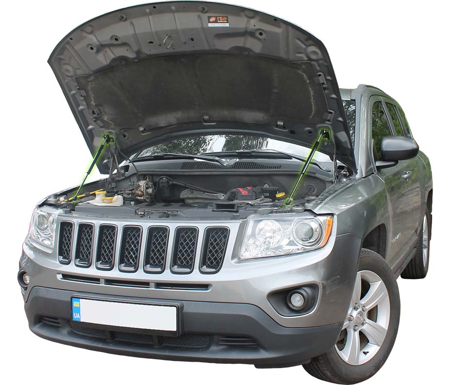 Hood strut kit installed on the Jeep Compass 1st Gen (MK49)
