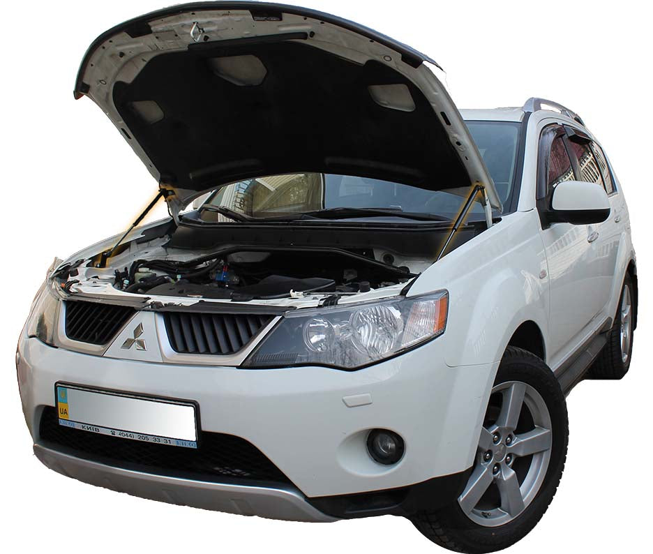 Hood strut kit installed on the Mitsubishi Outlander XL 2nd Gen (CW)