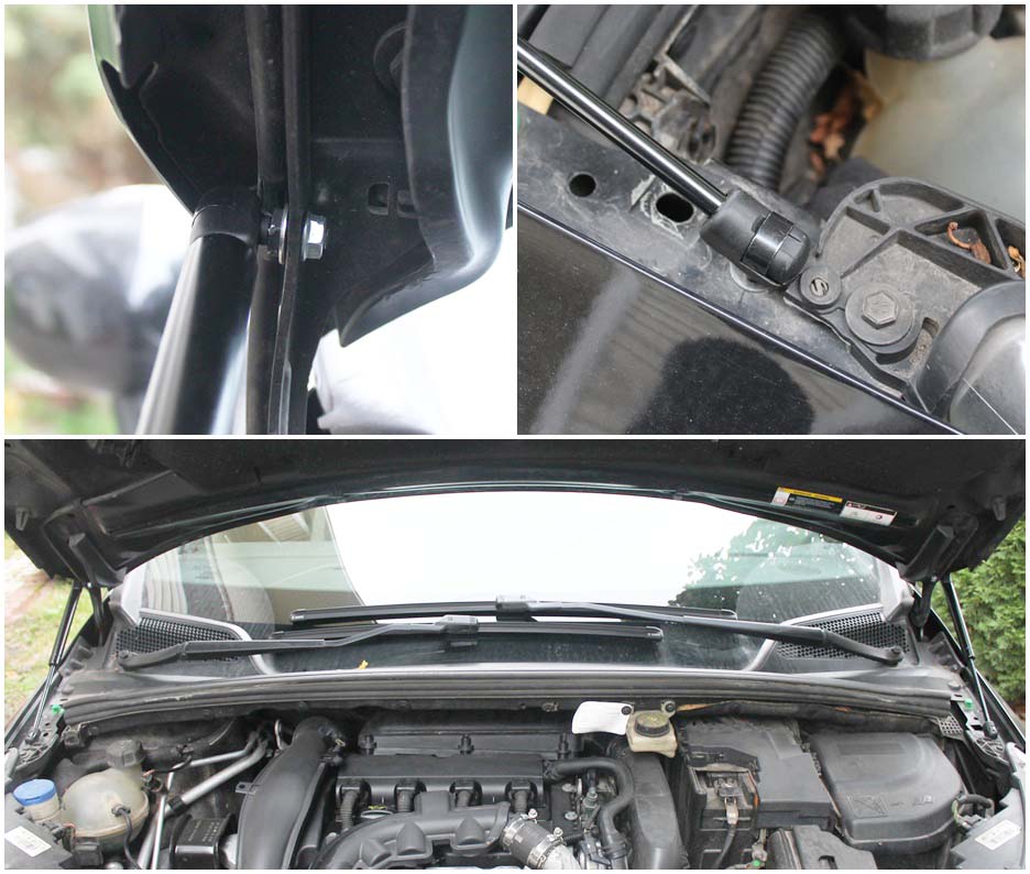 Hood strut kit mounting details on the Citroen DS4 1st Gen