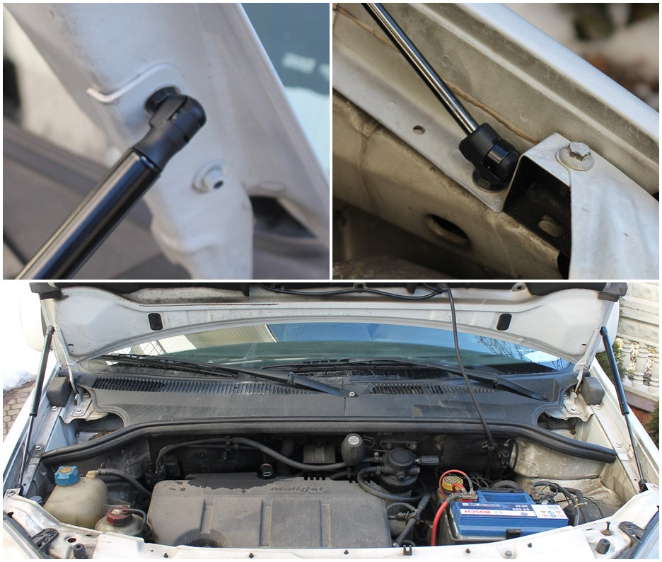 Hood strut kit mounting details on the Fiat Doblo 1st Gen (223)