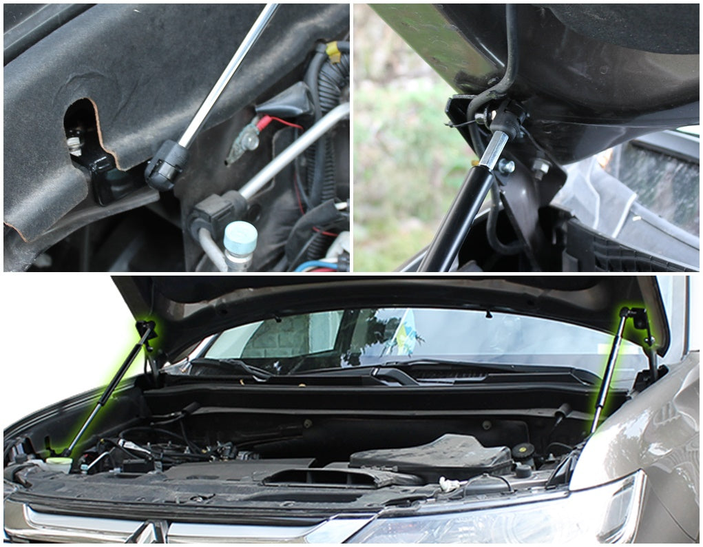 Hood strut kit mounting details on the Mitsubishi Outlander 3rd Gen Facelift (GF)