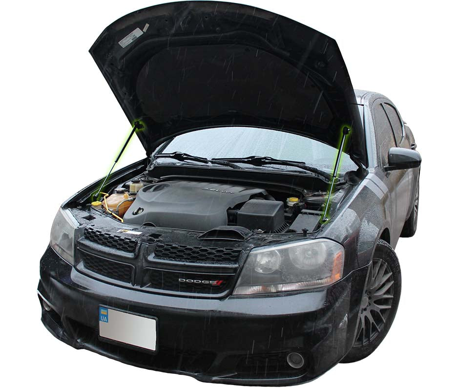 Hood strut kit installed on the Dodge Avenger 2nd Gen (JS)