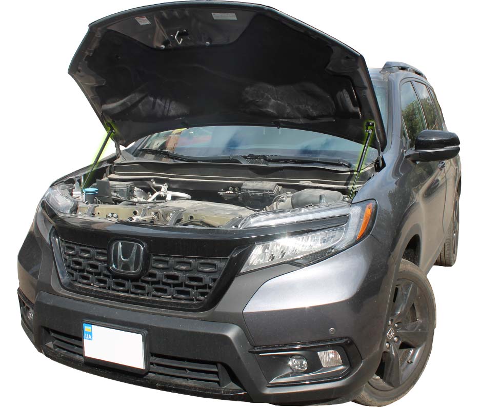 Hood strut kit installed on the Honda Pilot 3rd Gen (YF5)