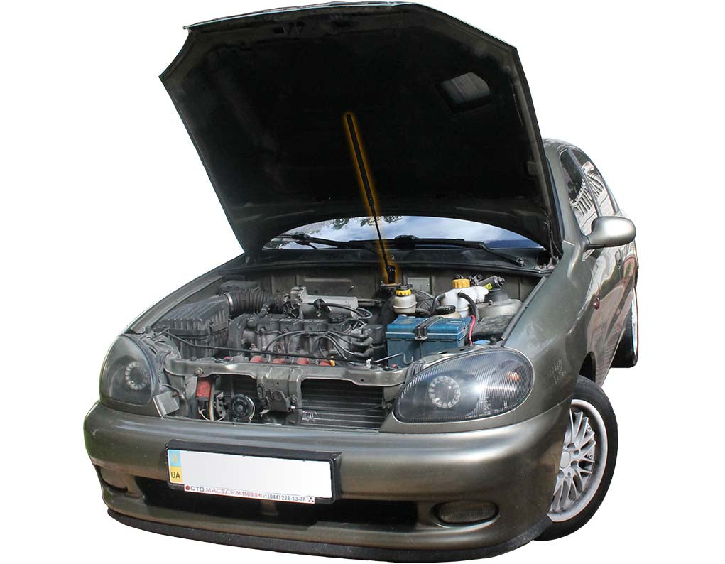 Hood strut kit installed on the Daewoo Lanos (T100)