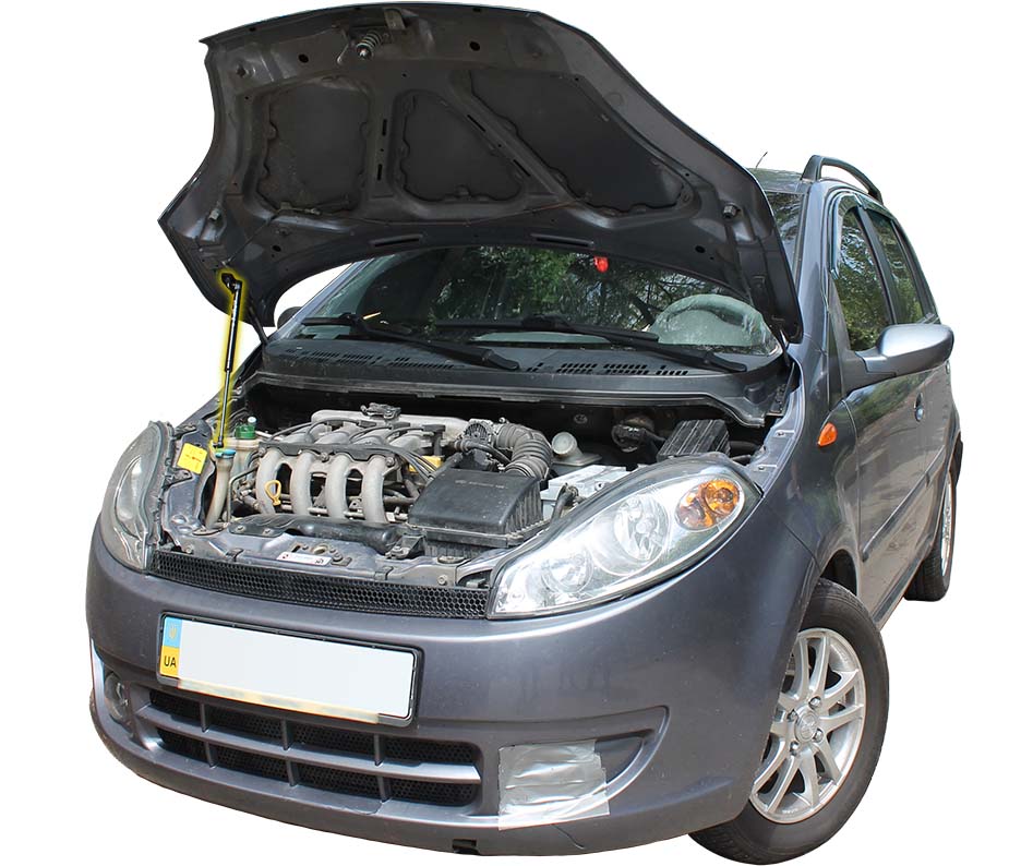 Hood strut kit installed on the Chery Kimo 1st Gen (S12)