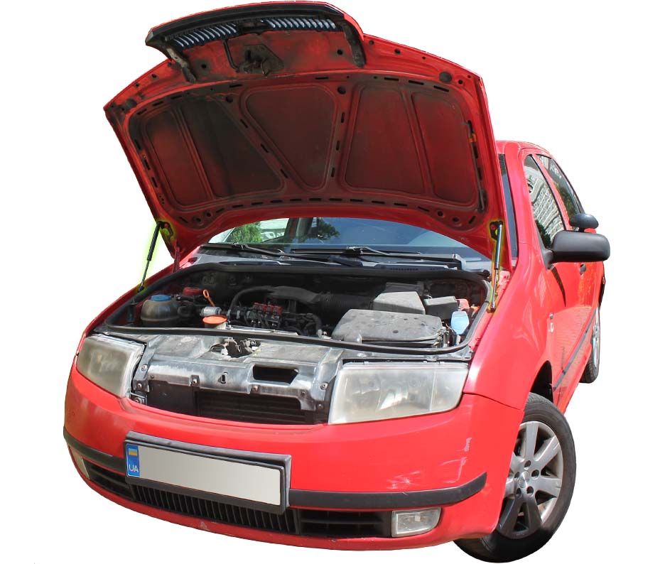 Hood strut kit installed on the Škoda Fabia 1st Gen (6Y)