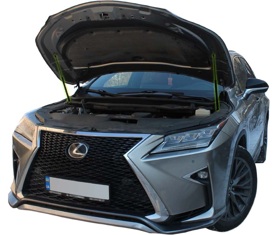 Hood strut kit installed on the Lexus RX 4th Gen (AL20)