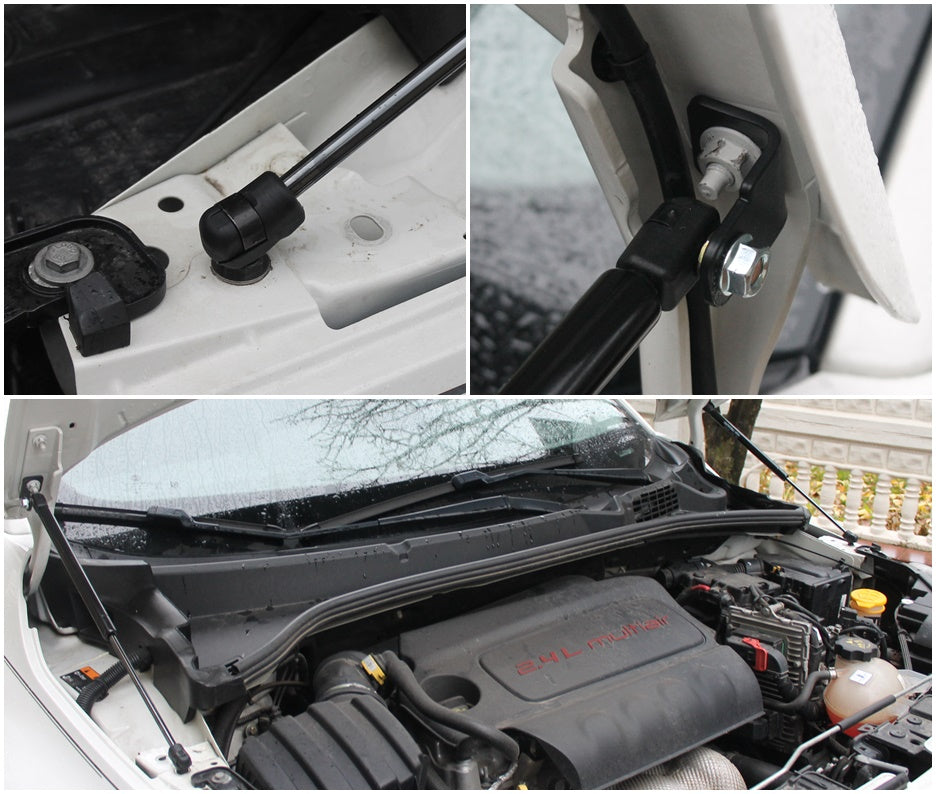 Hood strut kit mounting details on the Fiat 500X (334)