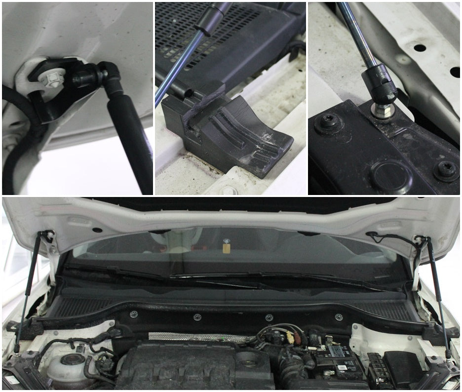 Hood strut kit mounting details on the Škoda Karoq 1st Gen (NU)