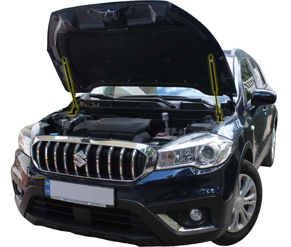 Hood strut kit installed on the Suzuki SX4 2nd Gen (JY)