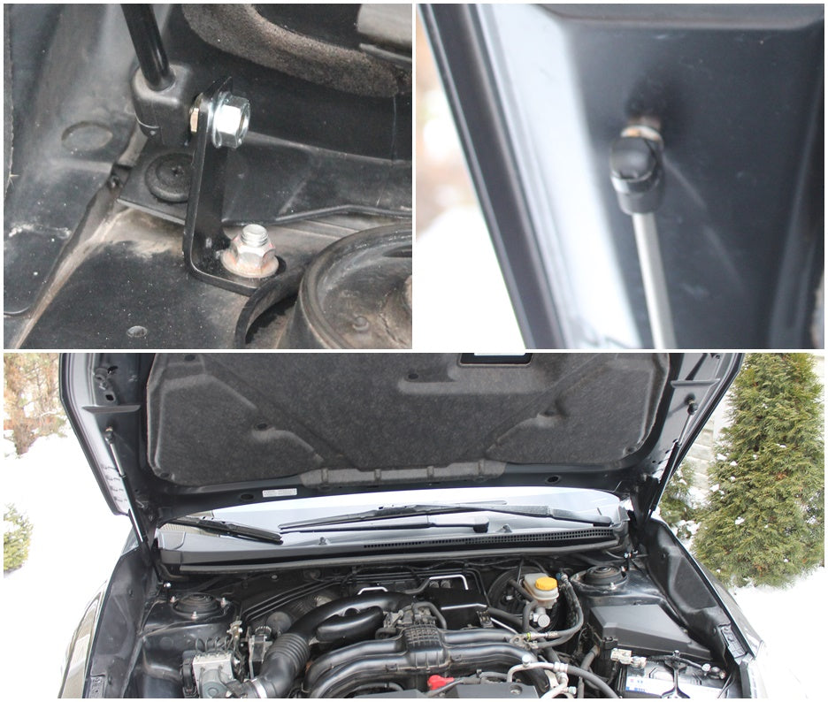 Hood strut kit mounting details on the Subaru Impreza 4th Gen (GJ/GP)