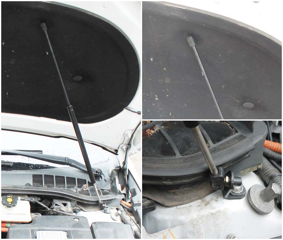 Hood strut kit mounting details on the Opel Ampera 1st Gen