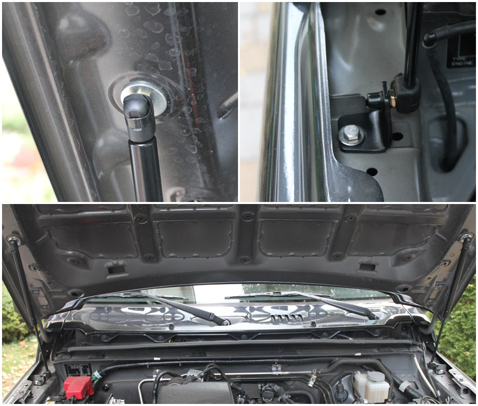 Hood strut kit mounting details on the Suzuki Jimny 4th Gen (JB74)