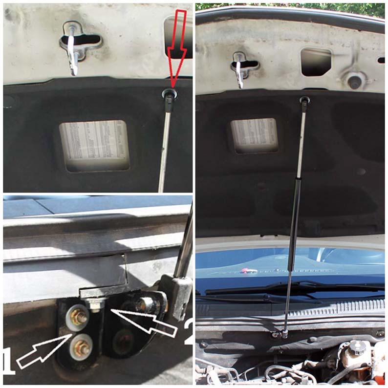 Hood strut kit mounting details on the Chevrolet Cruze 2nd Gen (J300)