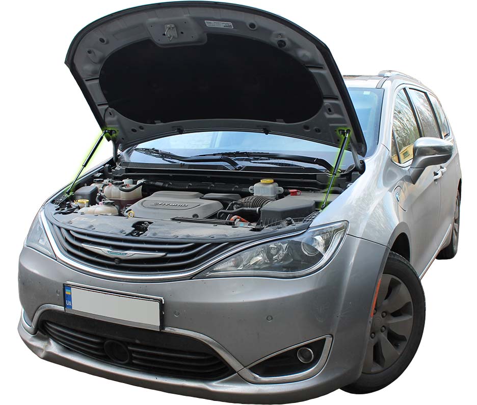 Hood strut kit installed on the Chrysler Pacifica 2nd Gen (RU)