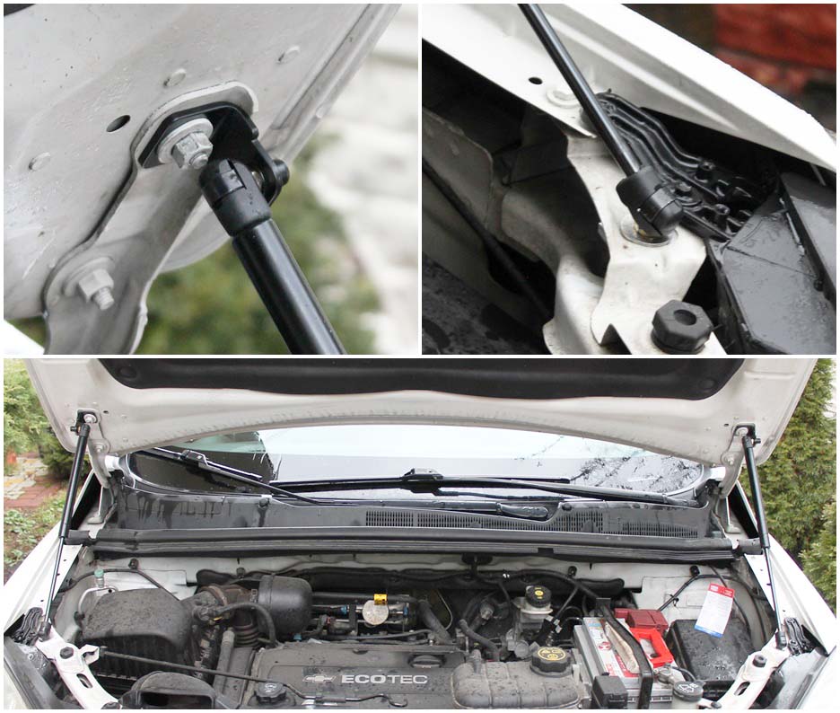 Hood strut kit mounting details on the Chevrolet Tracker 3rd Gen