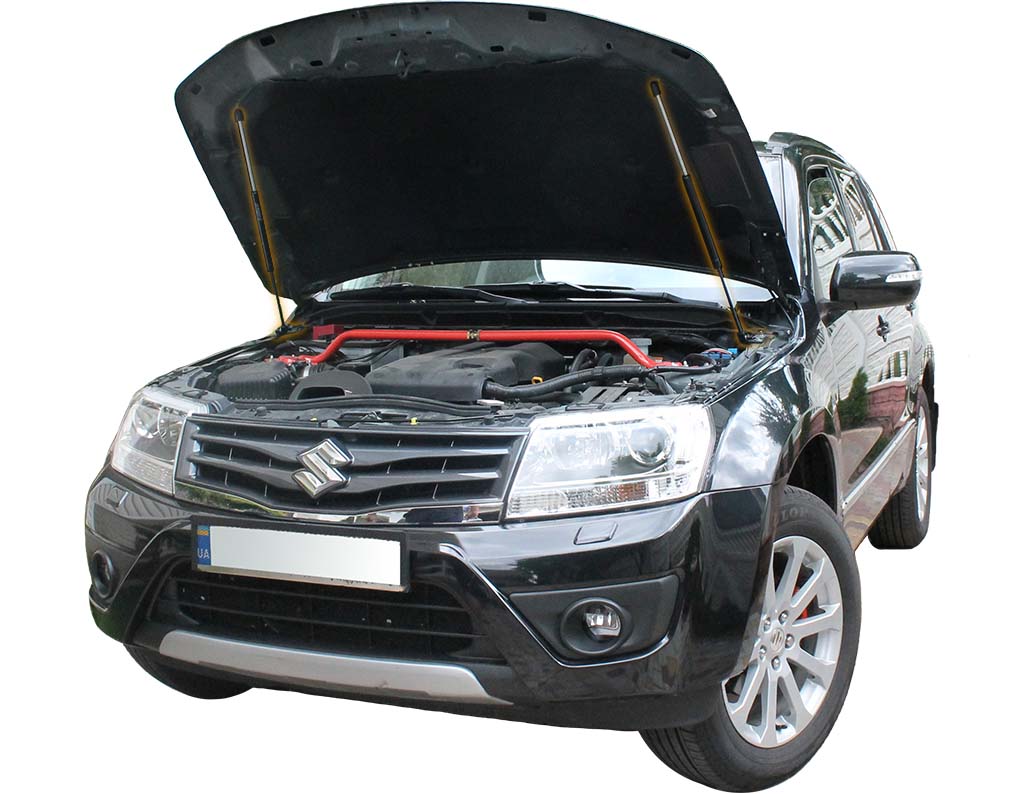Hood strut kit installed on the Suzuki Grand Vitara 2nd Gen (JT)