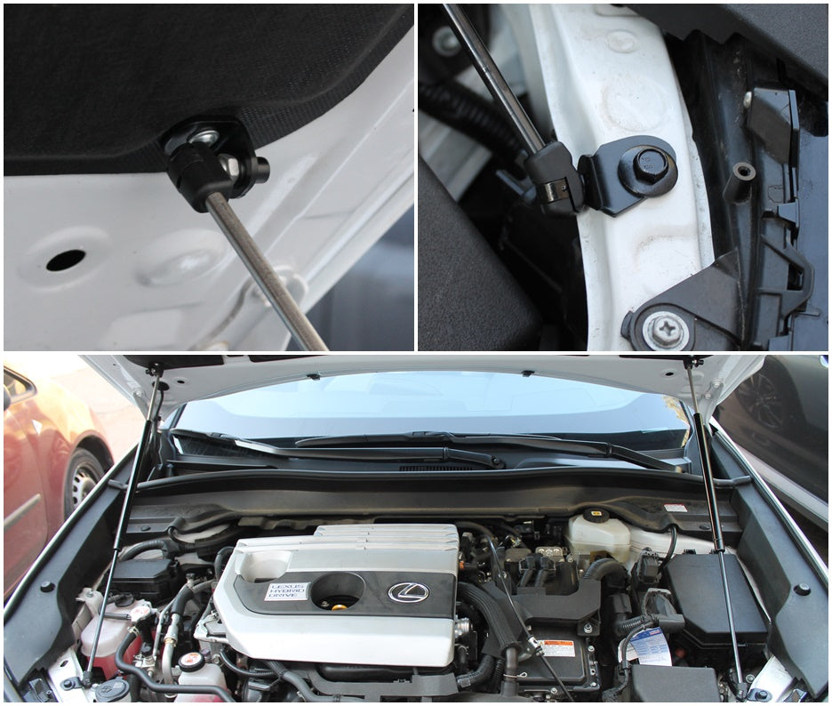Hood strut kit mounting details on the Lexus UX (ZA10)