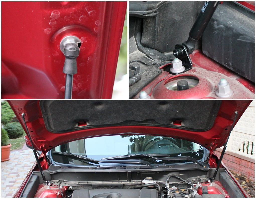 Hood strut kit mounting details on the Mazda CX-3 1st Gen (DK)