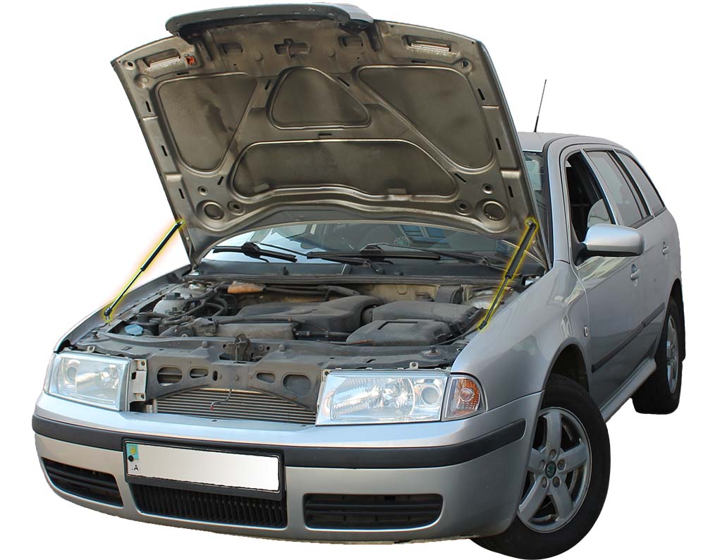 Hood strut kit installed on the Škoda Octavia 1st Gen Tour (1U)