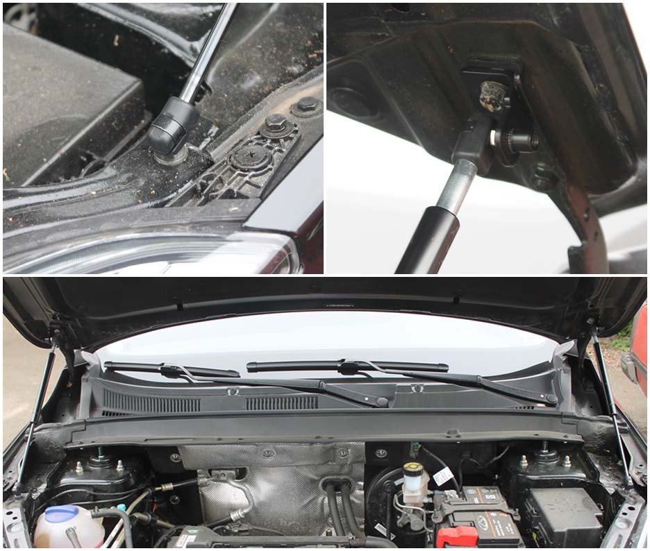 Hood strut kit mounting details on the Chery Tiggo 4 1st Gen