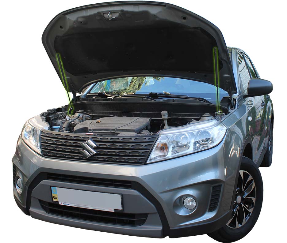 Hood strut kit installed on the Suzuki Vitara (LY)