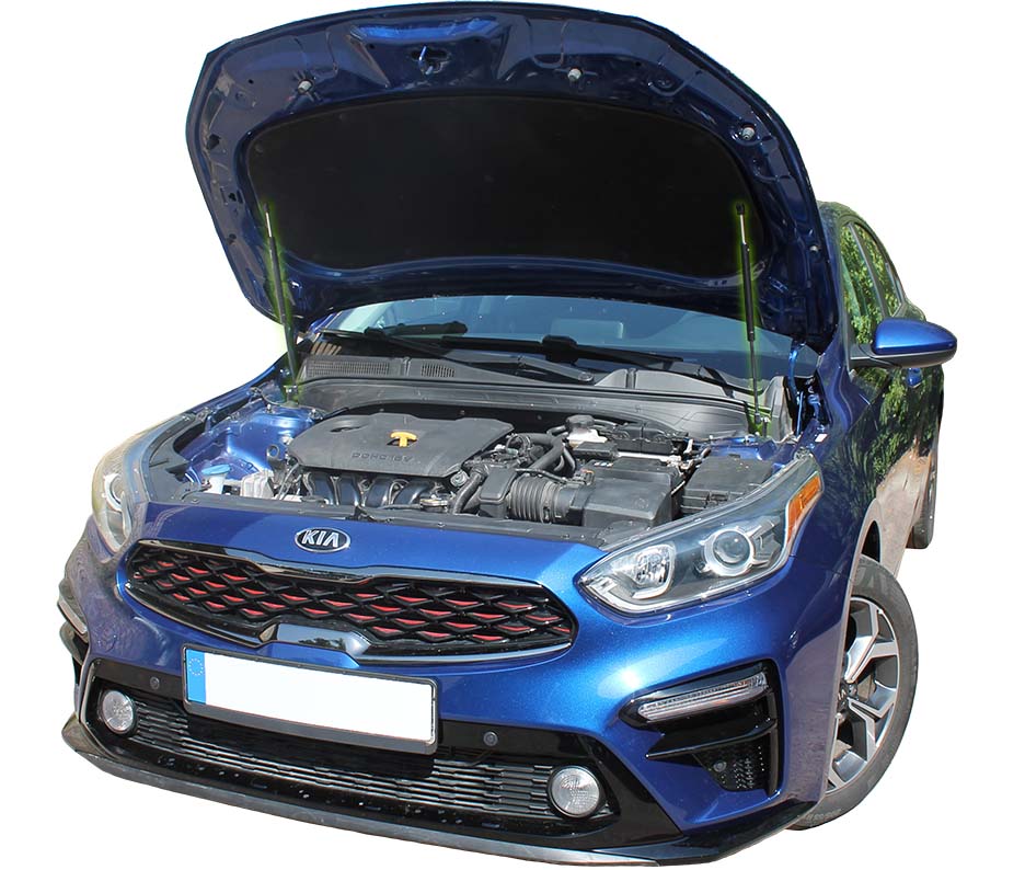 Hood strut kit installed on the Kia Cerato 4th Gen (BD)