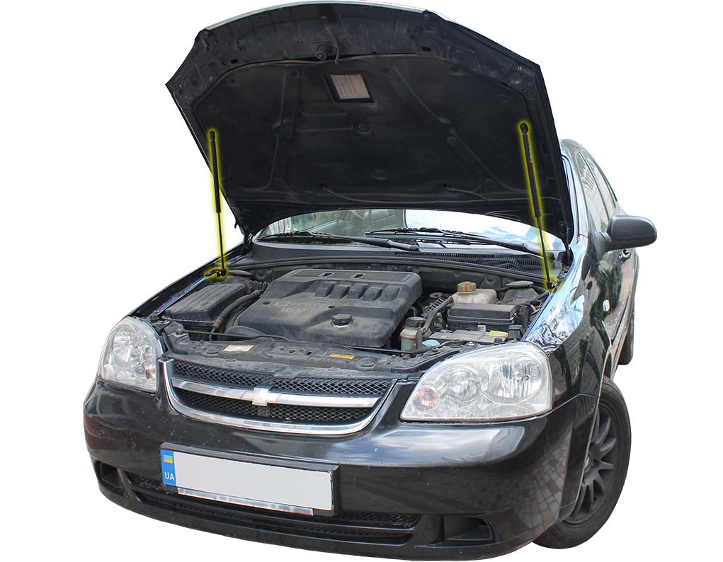 Hood strut kit installed on the Chevrolet Lacetti (J200) Sedan & Wagon