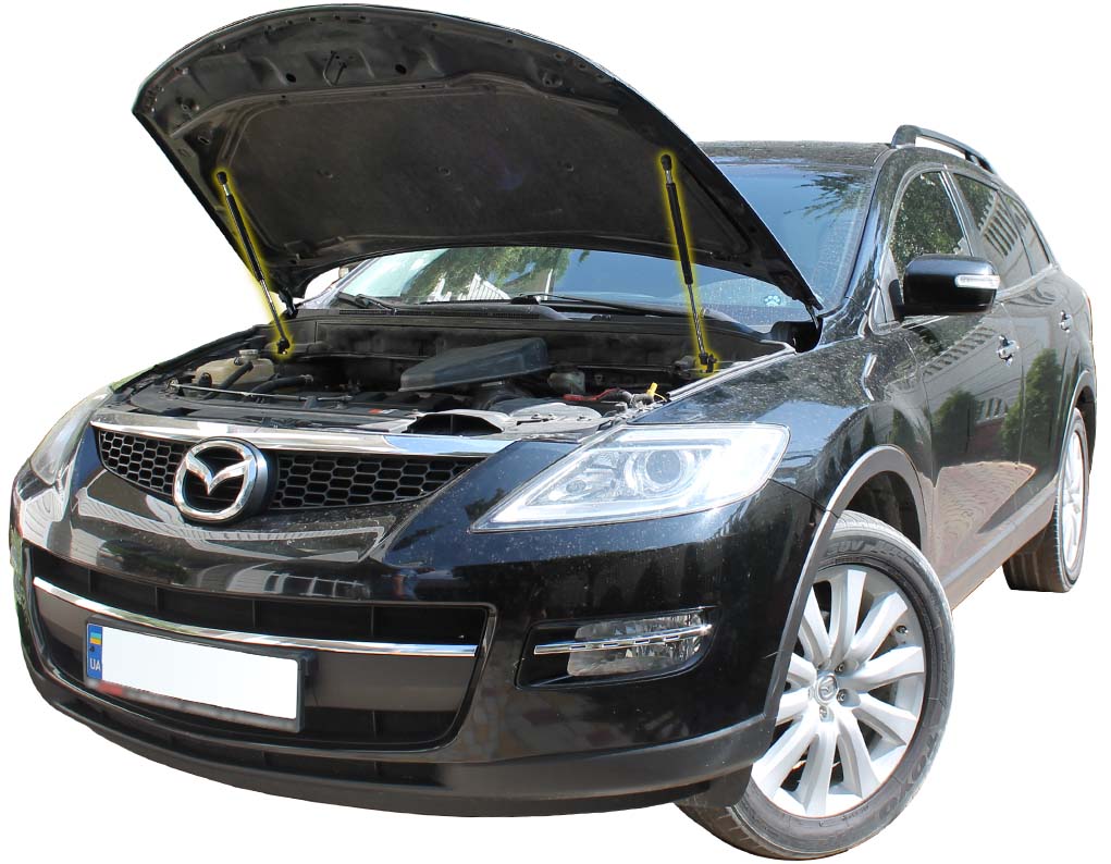 Hood strut kit installed on the Mazda CX-9 1st Gen (TB)