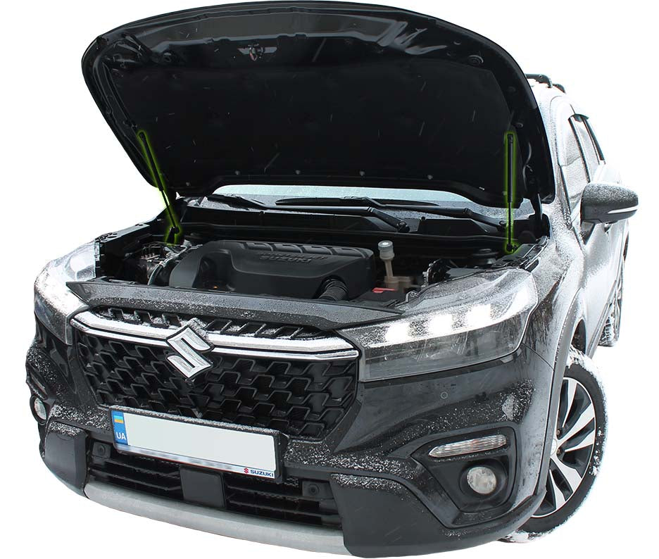 Hood strut kit installed on the Suzuki S-Cross 2nd Gen
