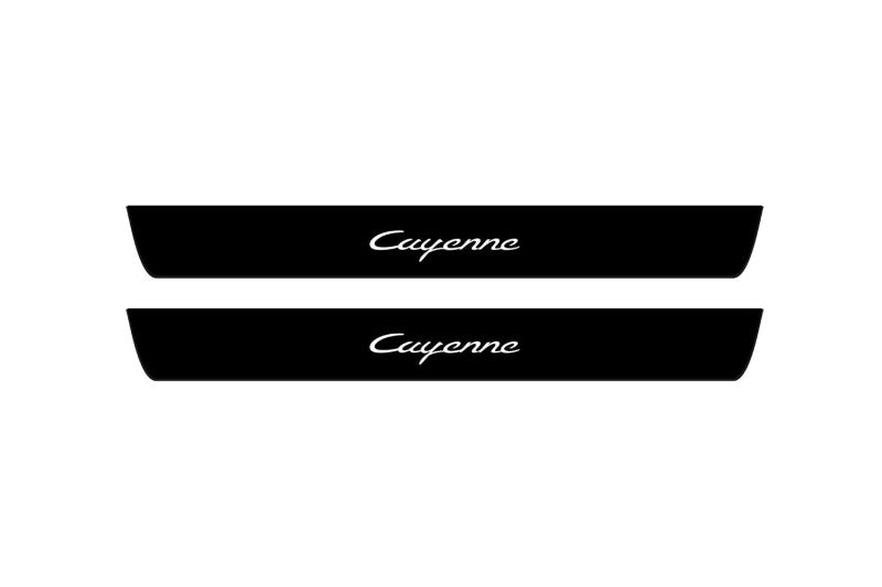 Porsche Cayenne II 2010-2017 Led Door Sill Pro With Logo Cayenne (Premium Painting) Porsche Led Door Sills PRO opdesign