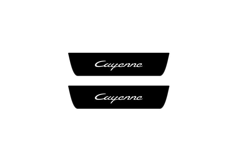 Porsche Cayenne II 2010-2017 Led Door Sill Pro With Logo Cayenne (Premium Painting) Porsche Led Door Sills PRO opdesign