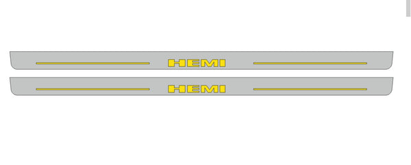 Dodge Challenger LED Door Sills PRO With HEMI Logo (type 2) - decoinfabric