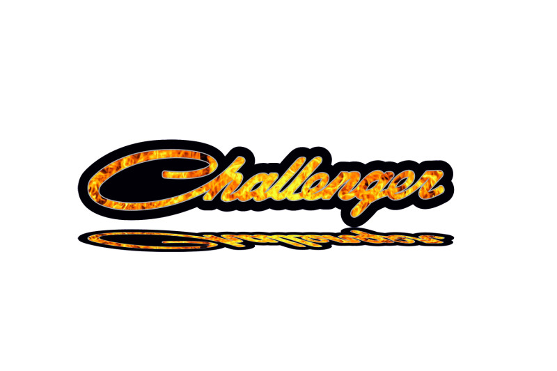 Dodge Challenger tailgate trunk rear emblem with Challenger Fire logo Dodge emblems decoinfabric BLACK FRAME+FIRE LOGO