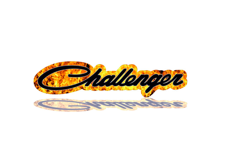 Dodge Challenger tailgate trunk rear emblem with Challenger Fire logo Dodge emblems decoinfabric FIRE FRAME+BLACK LOGO