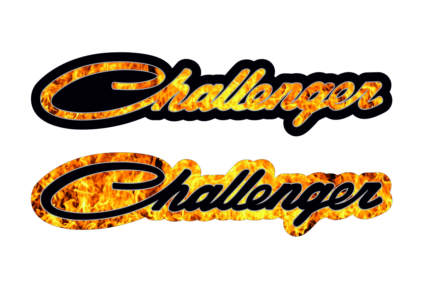 Dodge Challenger Emblem & Badge Set - Grille and Tailgate Challenger Fire logo