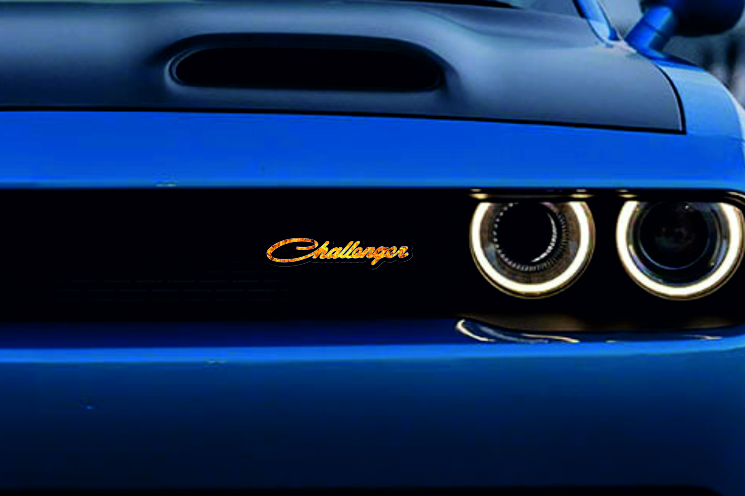 Dodge Challenger Radiator grille emblem with Challenger Fire logo