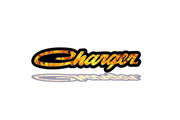 Dodge Charger trunk rear emblem between tail lights with Charger Fire logo Dodge emblems decoinfabric BLACK FRAME+FIRE LOGO