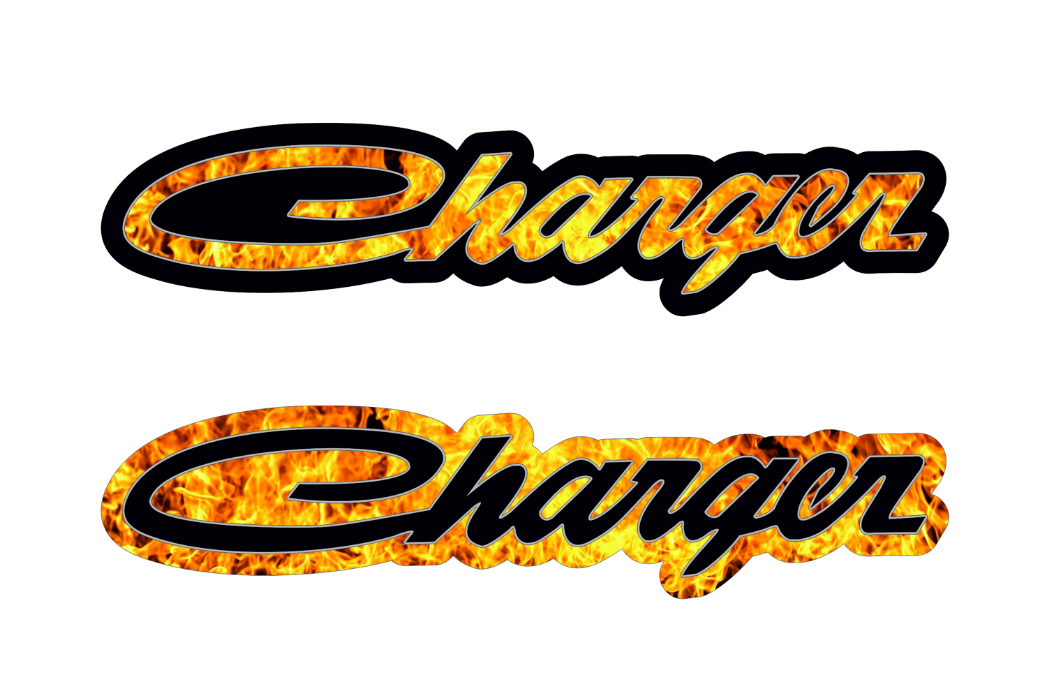 Dodge Charger trunk rear emblem between tail lights with Charger Fire logo