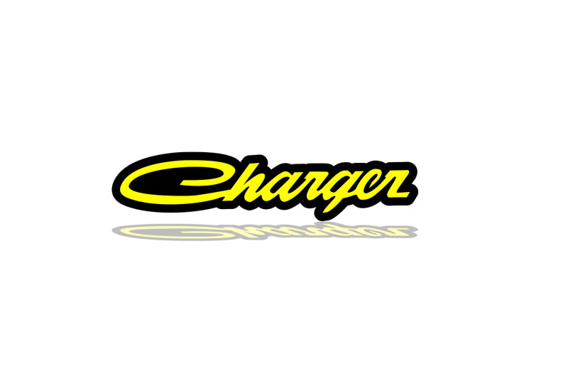Dodge tailgate trunk rear emblem with Dodge Charger logo (type 3) Dodge emblems decoinfabric BLACK YELLOW