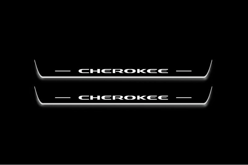 Jeep Cherokee KL 2014+ LED Door Sills PRO With Logo Cherokee