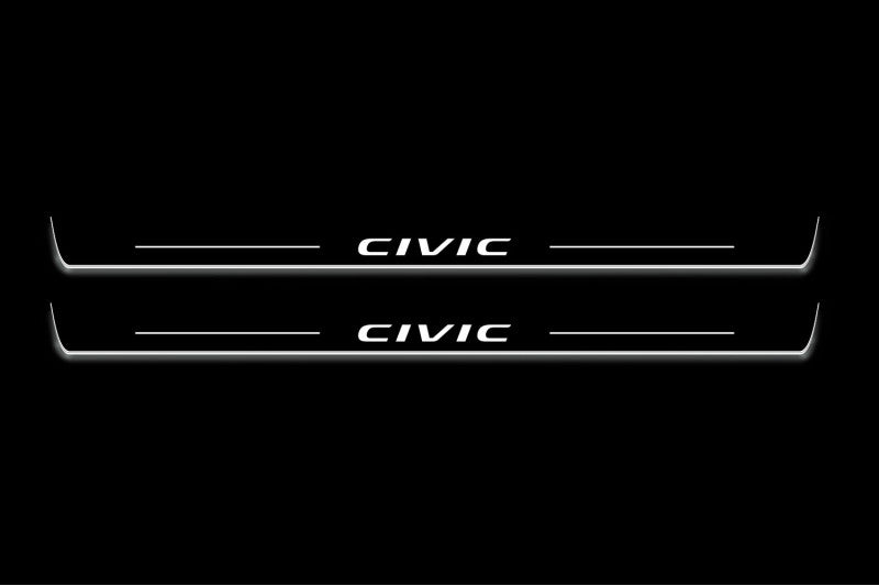 Honda Civic X coupe 2016-2021 LED Door Sills PRO With Logo Civic