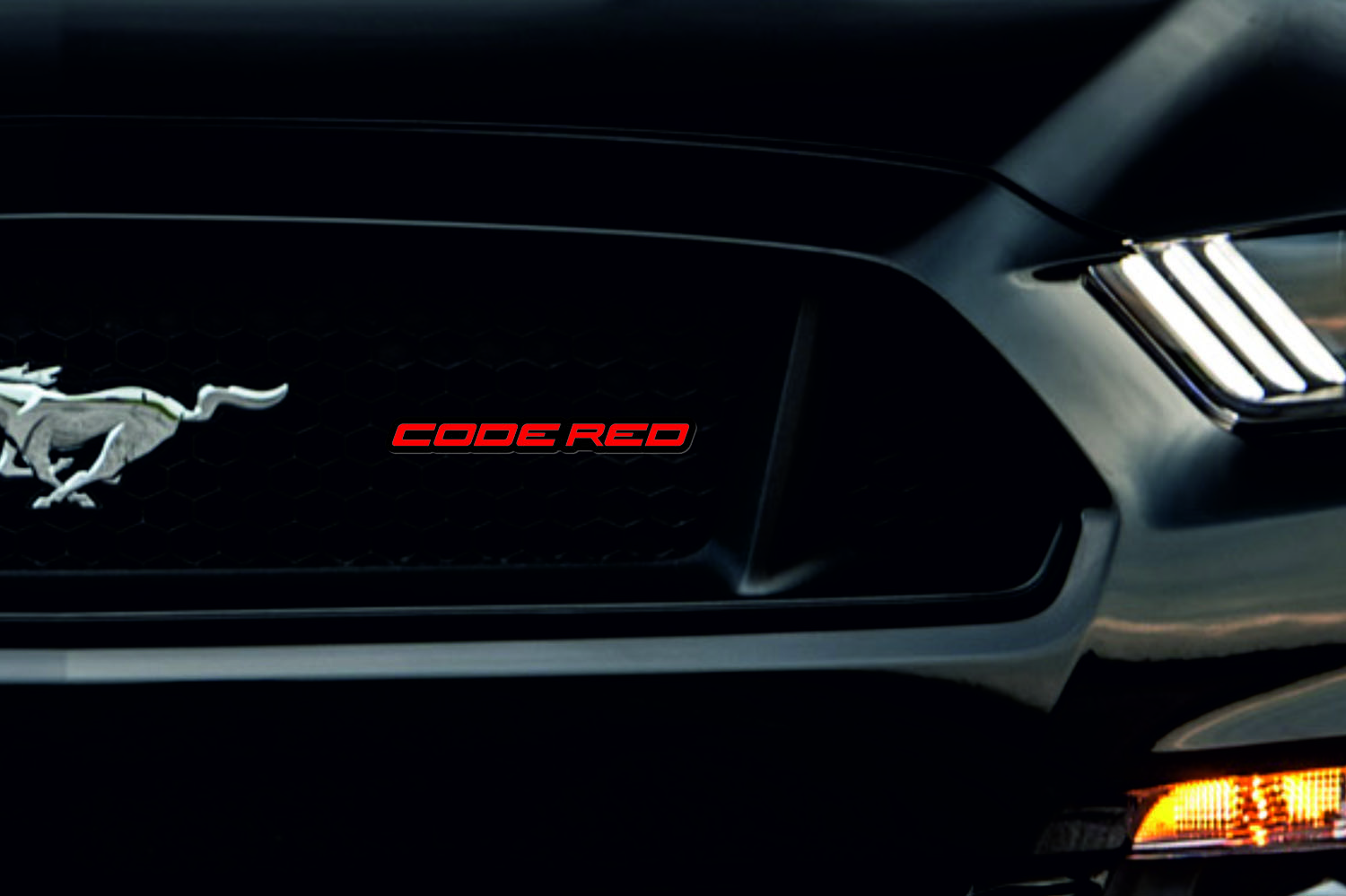 Ford Mustang Radiator grille emblem with Code Red logo