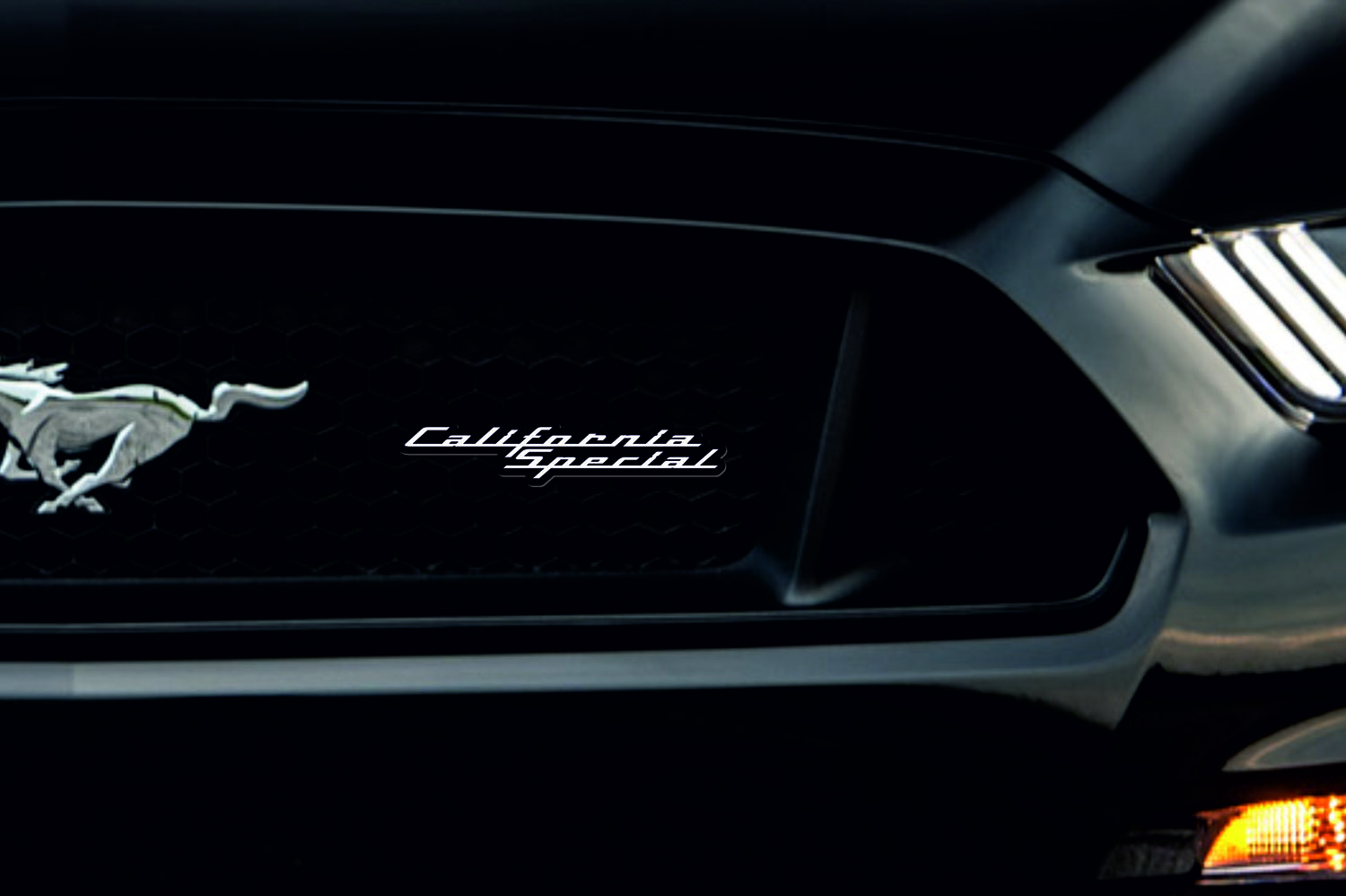 Ford Mustang Emblem & Badge Set - Grille and Tailgate California Special logo Ford emblems decoinfabric WHITE