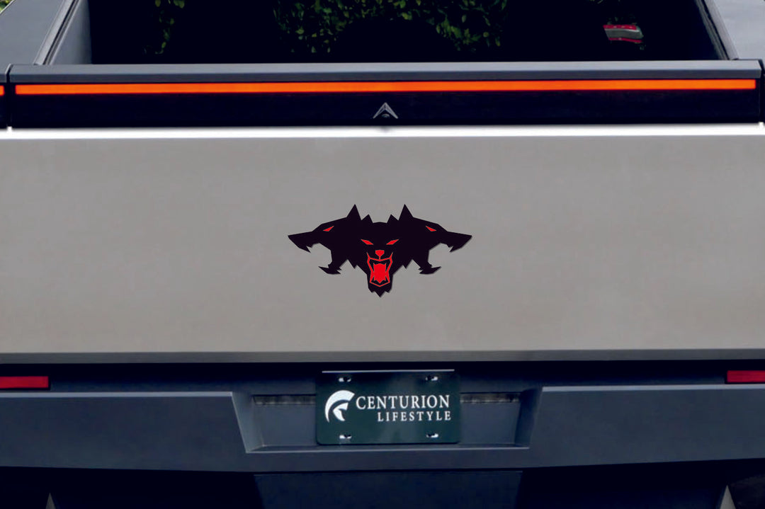 Tesla Cybertruck tailgate trunk rear emblem with Cyberbeast logo (BIG SIZE) Tesla emblems decoinfabric