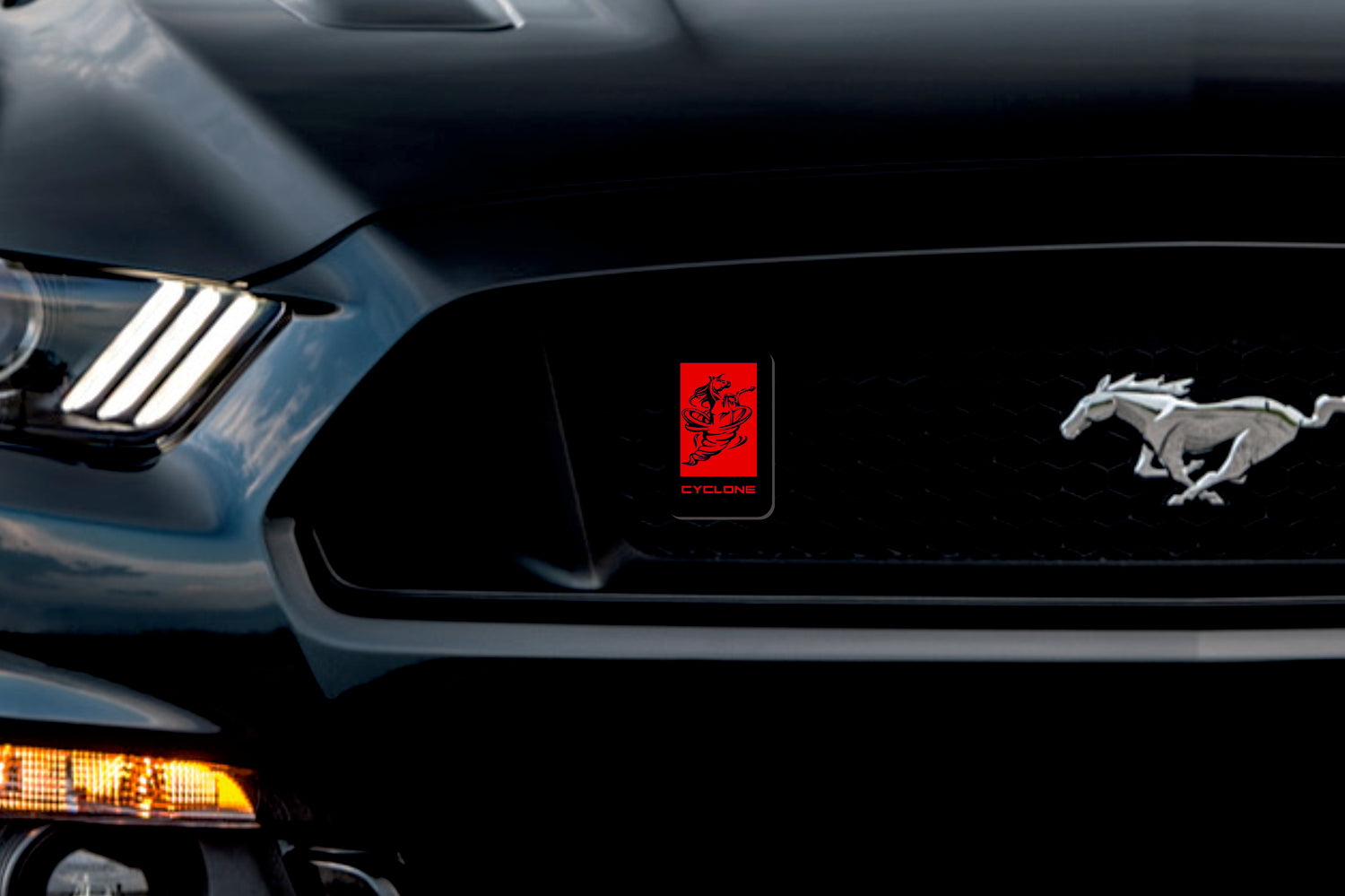 Ford Illuminated LED Radiator Grille Emblems and Badges with Cyclone (type 2) logo Ford Led Emblems decoinfabric