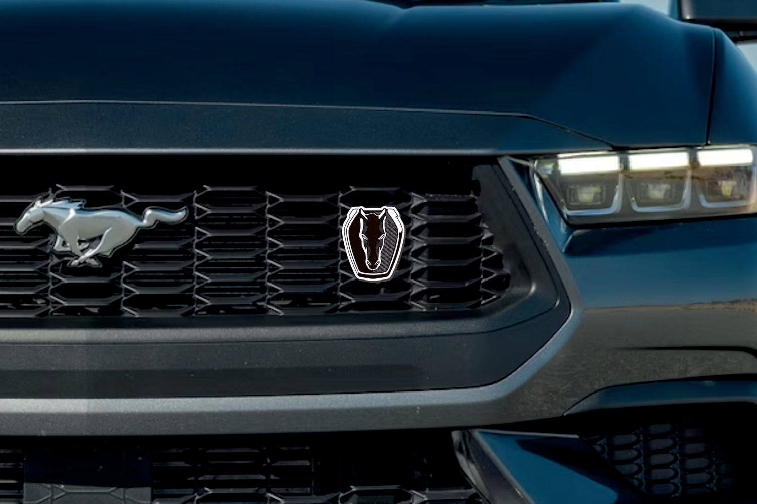 Ford Mustang Radiator grille emblem with Mustang Dark Horse logo Ford emblems decoinfabric