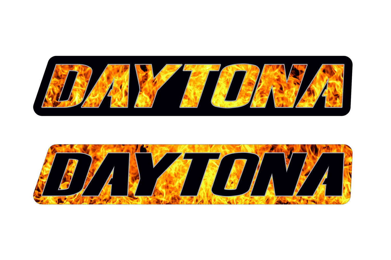 Dodge Emblem & Badge Set - Grille and Tailgate Daytona Fire logo Dodge emblems decoinfabric FIRE FRAME+BLACK LOGO