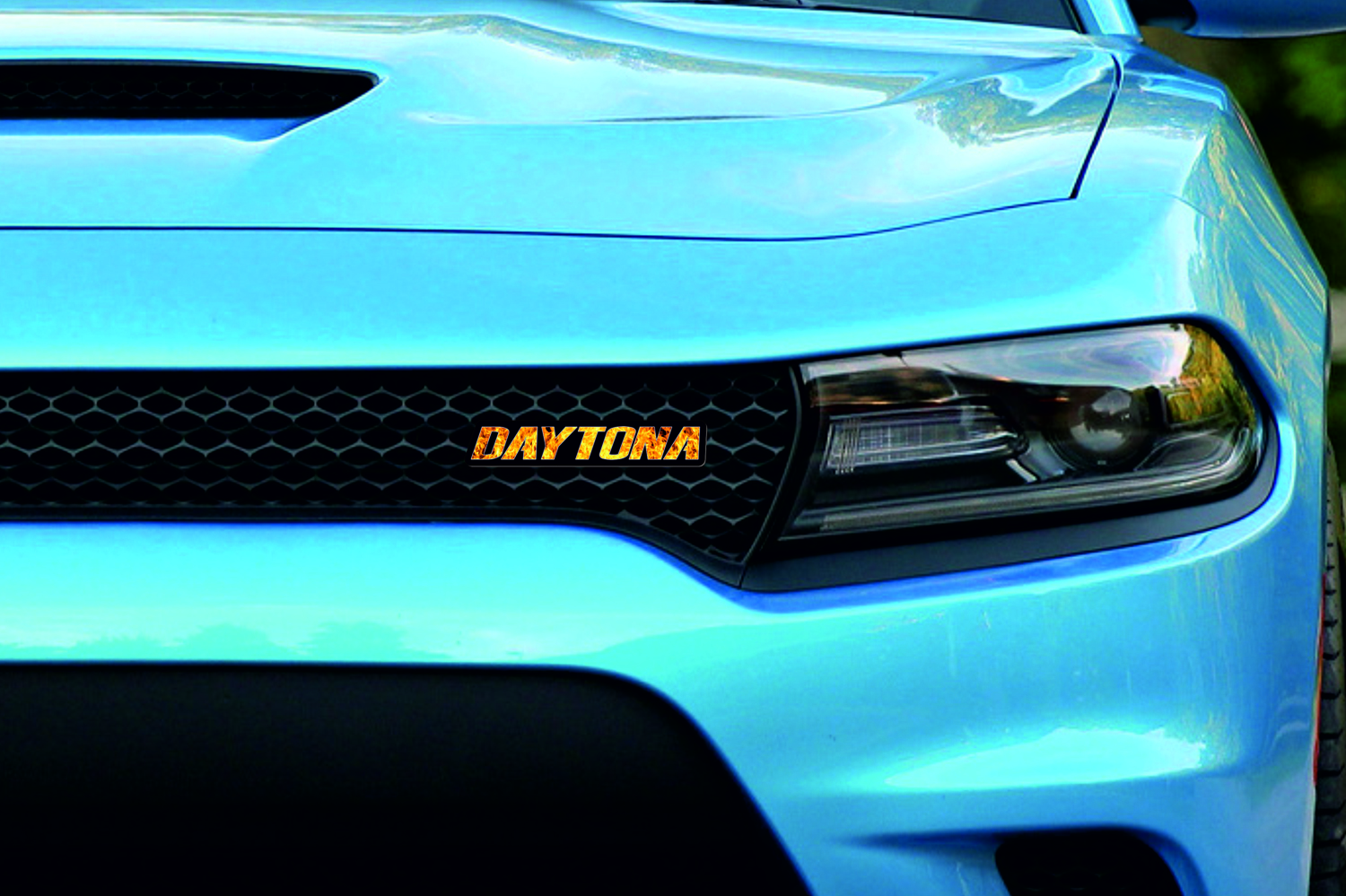 Dodge Radiator grille emblem with Daytona Fire logo